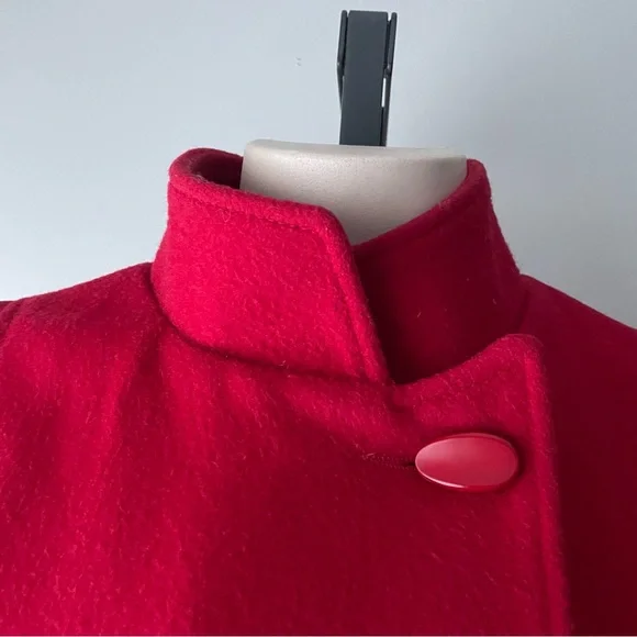 Vintage Ruby Red Women's Cape Coat - Picture 7 of 12